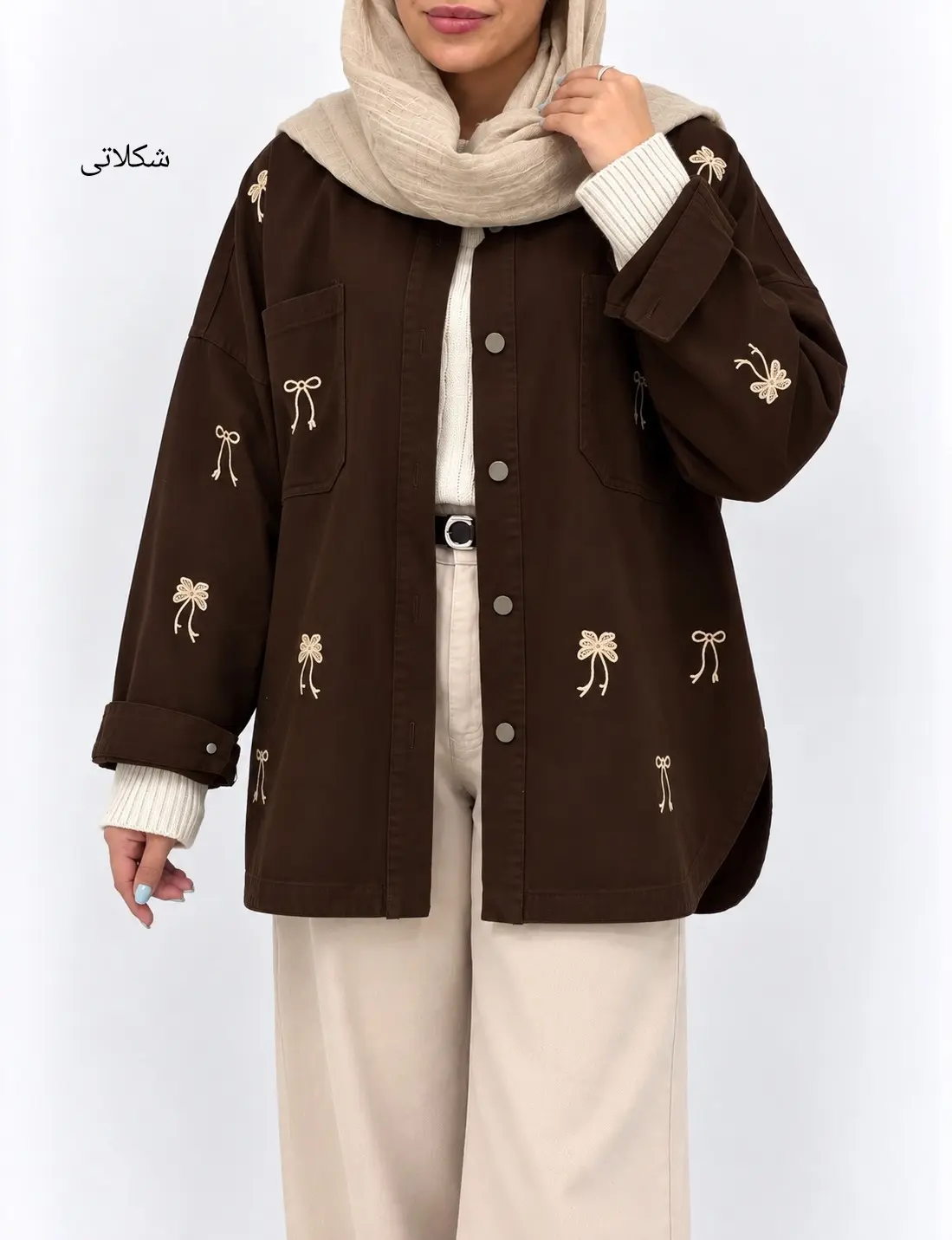 مانتو کتان پاییزه گلدوزی متینا
